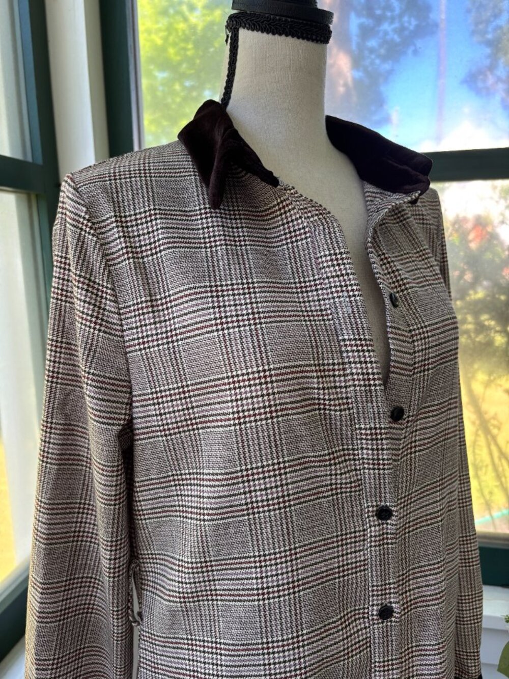 AK Collection Mauve Plaid Maxi Shirtdress Medium NWT - Picture 2 of 7